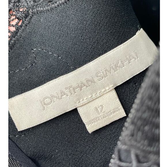 Jonathan Simkhai Black Paislee Lace Layered Handkerchief Hem Mini Dress size 12 - Picture 8 of 9